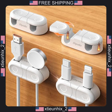 Magnetic Cable Clips 4 Pack Dual Slot Cord Organizer White picture