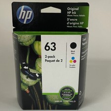 HP 63 Genuine Black Color Ink Cartridges Combo 2 Pack New Retail Box 1-2028 picture