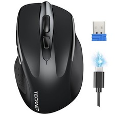 TECKNET TK-MS009 Wireless Rechargeable Mouse Black USB 2.4GHz USB-C Charge picture