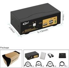 CKLau 4K@60Hz 2 Port HDMI KVM Switch Triple Monitor with Audio CKLau-923HUA picture