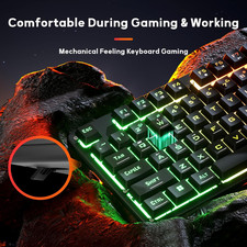 K521 Upgrade Rainbow LED Gaming Keyboard, 104 Keys Wired Mechanical Feeling K... picture