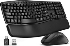 Wireless Keyboard and Mouse Combo, SABLUTE MA41 30dB Quiet Full Size, Black picture
