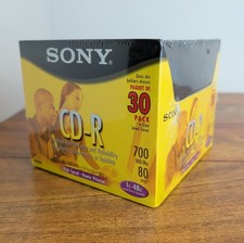 Sony CD-R Sealed 30 Pack Recordable 700 MB / 80 min Slim Jewel Case Vtg New  picture