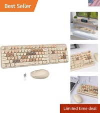 Colorful Wireless Keyboard and Mouse Combo Milk Tea-Colorful picture