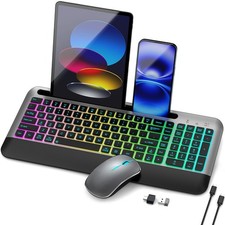 JOYACCESS Silent RGB Backlit Wireless Keyboard 15*5.6*1.6 in, Space Gray picture