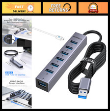 8-Port USB Hub with Long Cable, 7 USB 3.0 Ports & Type-C Power, Compatible with picture