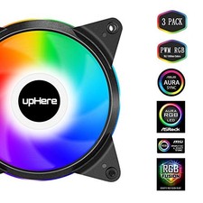 UPHERE 5V 3-PACK 120MM SILENT PWM INTELLIGENT CONTROL 5V ADDRESSABLE RGB FAN - 3 picture