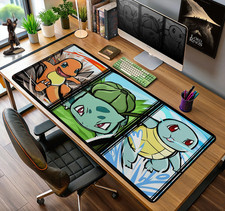 Pokémon Starters Mouse Pad, Charmander Bulbasaur Squirtle Desk Mat Accessories picture