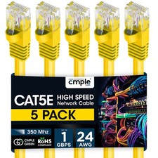 5 Pack Cat5e Ethernet Cable 1.5-15ft Fast Internet LAN Cord with RJ45 Connectors picture