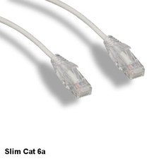 KNTK White 15ft Slim Cat6a UTP Patch Cable 28AWG Ethernet RJ45 Network Snagless picture