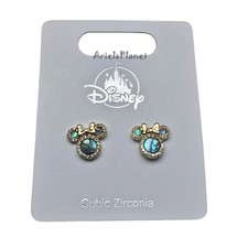 2026 Disney Parks Minnie Mouse Abalone Shell Center Cubic Zirconia Stud Earrings picture