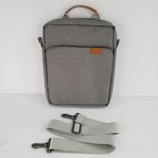 Tablet iPad Crossbody Carrying Case Bag Gray Softsided Canvas Zip Close  Lt Grey picture