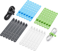 24PCS Silicone Cable Ties 5 Inch Reusable Cord Organizer Cable Management 4 Colo picture