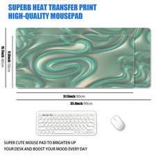 1 XXL Large Size Flowing Mint Green Metallic Fluid Mouse Pad, Light Luxury Fut picture