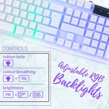 Orzly Hornet RX250-K White RGB Gaming Keyboard USB 2.0 - NEW picture
