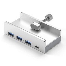 Aluminum USB 3.0 4-Port Hub Clamp Mount SD TF Card Reader for Monitor Desk picture