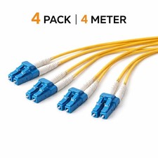 4M LC-LC Fiber Optic Patch Cable Single Mode OS2 9/125 Yellow Duplex UPC 4-Pack picture