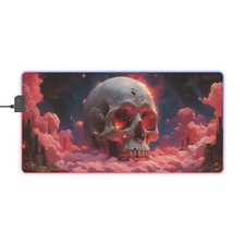 LED Gaming Mouse Pad Skull Nebula Rose. Dynamic RGB 14 changing colors Anti-Slip picture