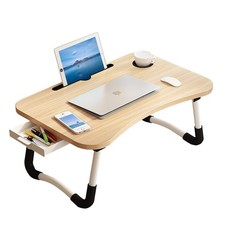 Portable Lap Desk, Foldable Laptop Table with Bookshelf & Cup Holder, Ideal for picture