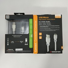 3 Packs Monster Micro USB Cable 0.5m 1.5ft White New High Speed Fast Charging picture