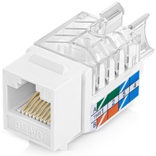 Everest 45 Degree RJ45 Cat6 Keystone Jacks Slim Profile 100-Pack White Strain Re picture