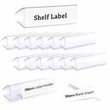 30pcs Plastic Shelf Label Holder Clear Wire Shelf Label Holder Wood Shelf Sig... picture
