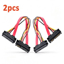 2PCS SATA 22-Pin（7+15 Pin） Combo Cable Male to Female for Computer Build Repair picture
