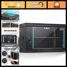 6U Wall Mount Server Rack Cabinet, 14.8'' Deep, Locking Glass Door, 200 lbs Capa picture