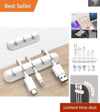 Eco-Friendly White Cable Clips - Versatile Cable Management for Home and Office picture
