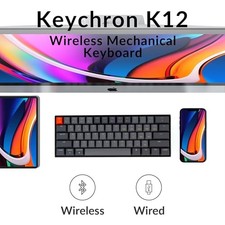 KEYCHRON K12 RGB WIRELESS MECHANICAL KEYBOARD - HOT-SWAPPABLE - BLACK/GRAY picture