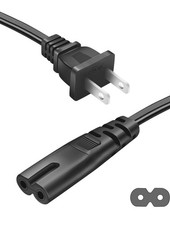 Universal 2-Prong AC Power Cord to 2-Slot Mini Fridge Replacement Cable 6 Feet picture