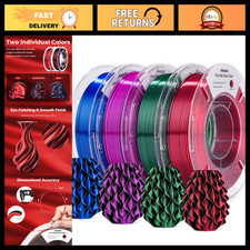 Shiny Silk PLA 3D Printer Filament Dual Color Bundle - 200g x 4 Pack for High-Qu picture