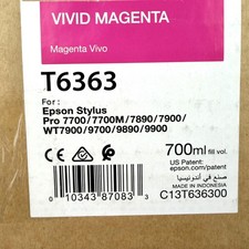 Genuine Epson T6363 Vivid Magenta 700ml Ink Cartridge Stylus Pro 7700 7900 picture