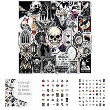 100Pcs Gothic Stickers for Adults, Vinyl Decals for Laptop, Water Bottle, Skull picture