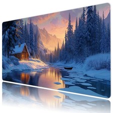 Snowy Forest Tree Farmhouse Christmas Desk Mat for Keyboard and Mouse Desk Pad picture