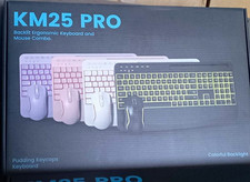 Sablute KM25 PRO Wireless Backlit Ergonomic Keyboard & Mouse NEW UNOPENED Black picture