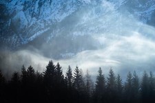 Landscape forest trees mountains snow nature Custom Gaming Mat Desk picture