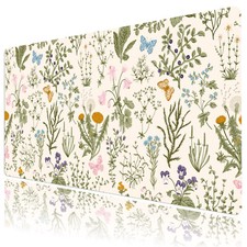 Spring Pink Floral Beige Desk Mat for Keyboard and Mouse Desk Pad 31.5x15.7 inch picture
