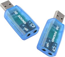 2 Pack External 5.1 USB Sound Card Adapter 3D Audio 3.5mm Jack Windows Mac PC picture