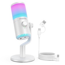 MAONO DM30 RGB USB Condenser Microphone with Headphone Jack White Japan Import picture