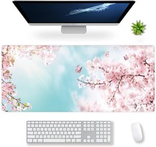 Extended Large Gaming Mouse Pad Dreamy Romantic Pink Sakura Butterflies XXL S... picture