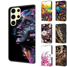 Flip Flower Bird Moon Wallet Cover Case For S25 S22 S23 Ultra S24 Plus S23 FE picture