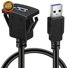 Square Single Port USB 3.0 Panel Flush Mount Extension Cable with Buckle for Car picture