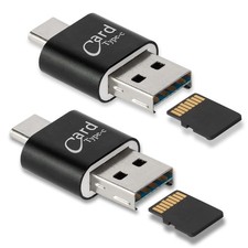 [2 Pack] Micro SD Card Reader for Android 3 IN 1, 2 Pack Black Mini picture