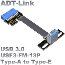 ADT USB3.0 Extension Cable Dual USB-A Female to Internal 19Pin 20Pin USF3-FM-13P picture