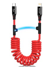AGVEE 3ft Coiled Short USB-C to Lightning Charging Cable [MFI 3ft, Red picture