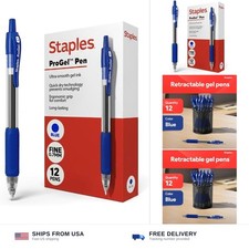 STAPLES Retractable Gel Pens, Fine Point 0.7mm, Blue Ink, 12 Pack – ProGel Sm... picture