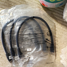 GearIT Cat6 RJ-45 Ethernet Patch Cable 1ft Black Gold Plated, Molded Qty 3 picture