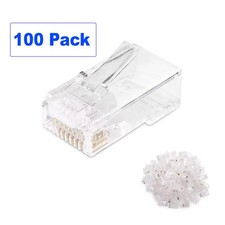 100 Pack Vertical Cable CAT5E Feed Through Plug RJ45 Modular Connector picture