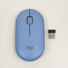 Logitech Pebble M350 Wireless Bluetooth Optical Mouse Blue USB Receiver Slim  picture